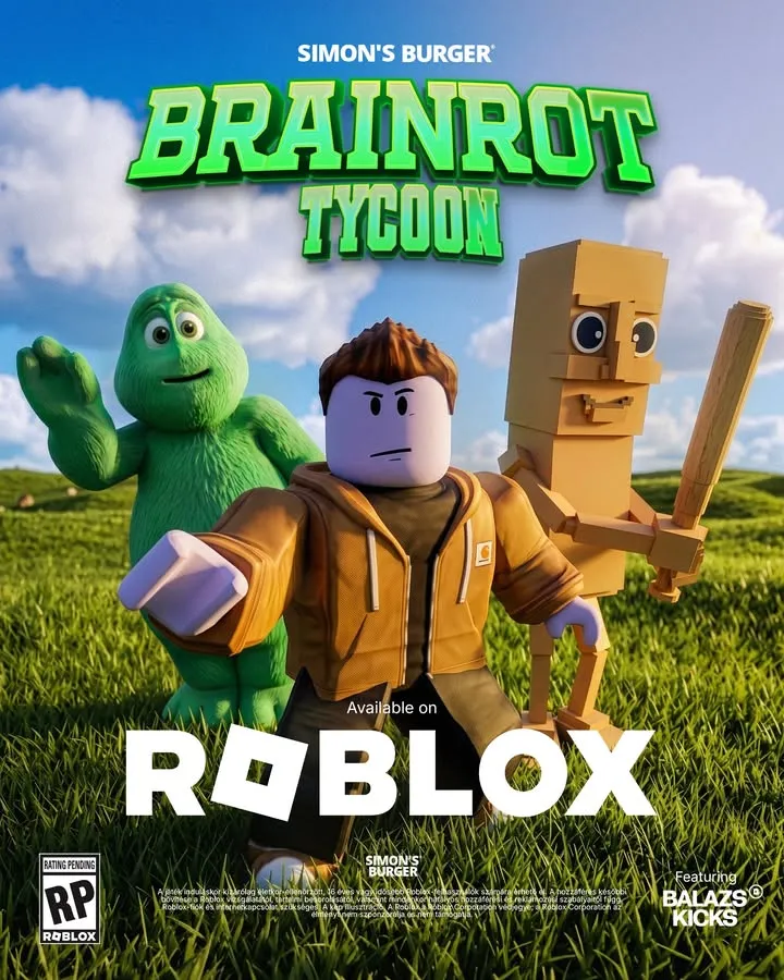 A player exploring the branded Roblox world of Simon Burger